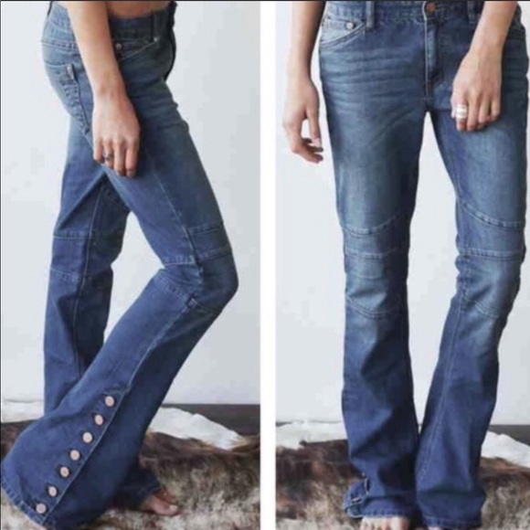 Free People Skylar Flare Leg Jeans Moto 